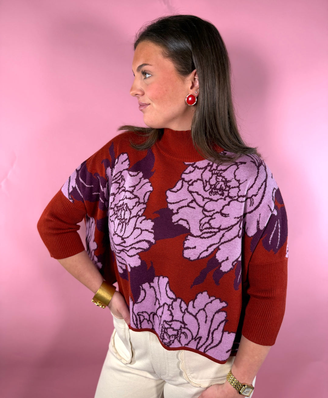 Peony Aja Sweater | Lunar Red