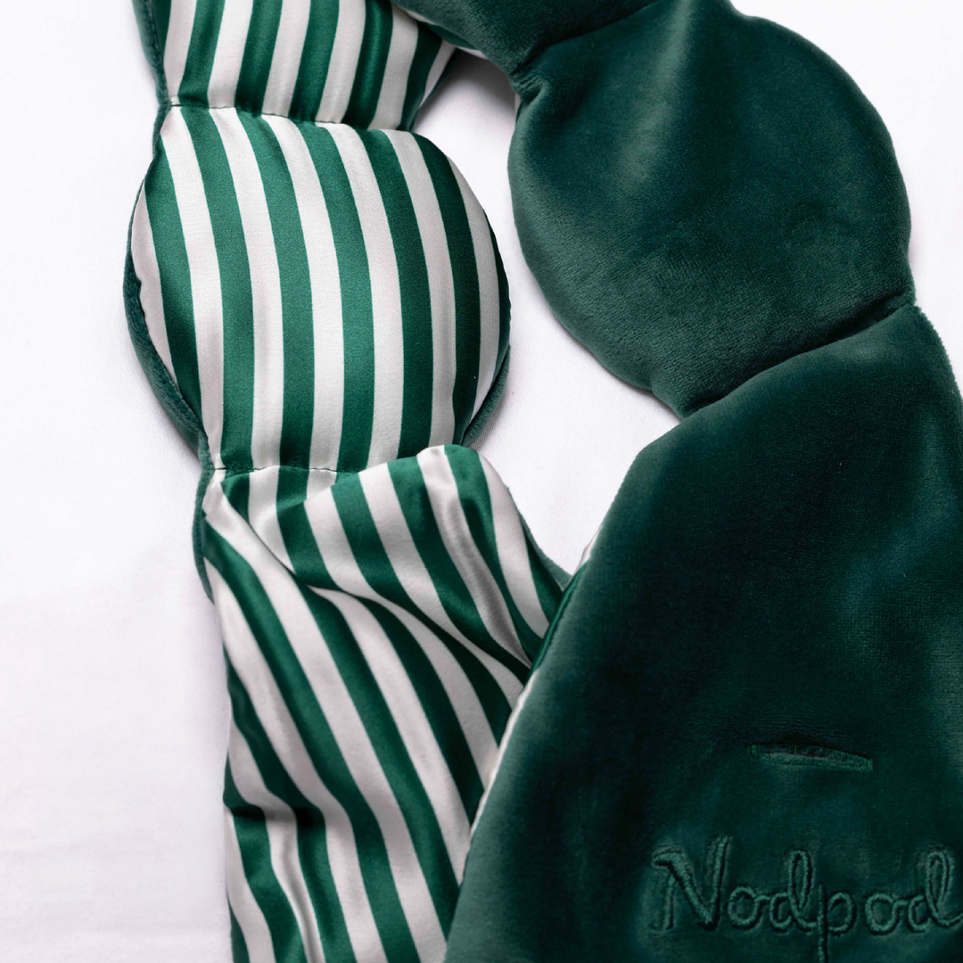 Silk Weighted Sleep Mask | Green Stripe