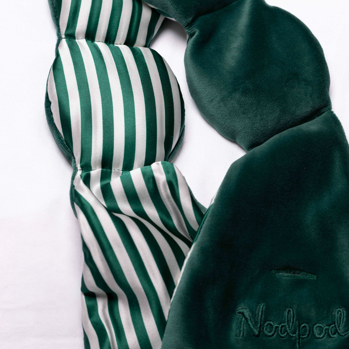 Silk Weighted Sleep Mask | Green Stripe