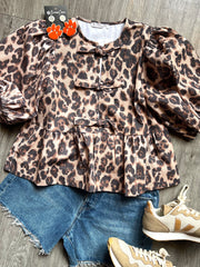 8.28 PREORDER :: Cami Leopard Denim Knot Top