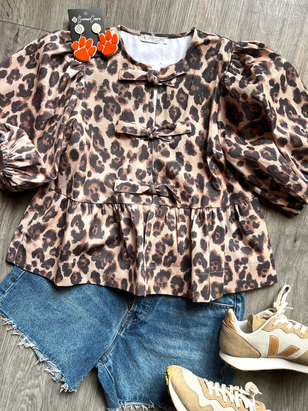 8.28 PREORDER :: Cami Leopard Denim Knot Top