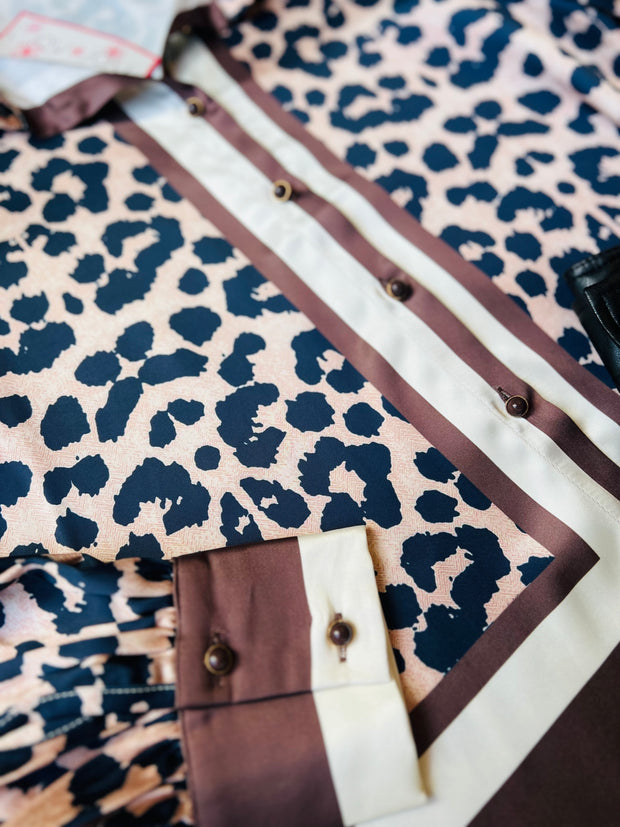 Manhattan Leopard Button Up Top