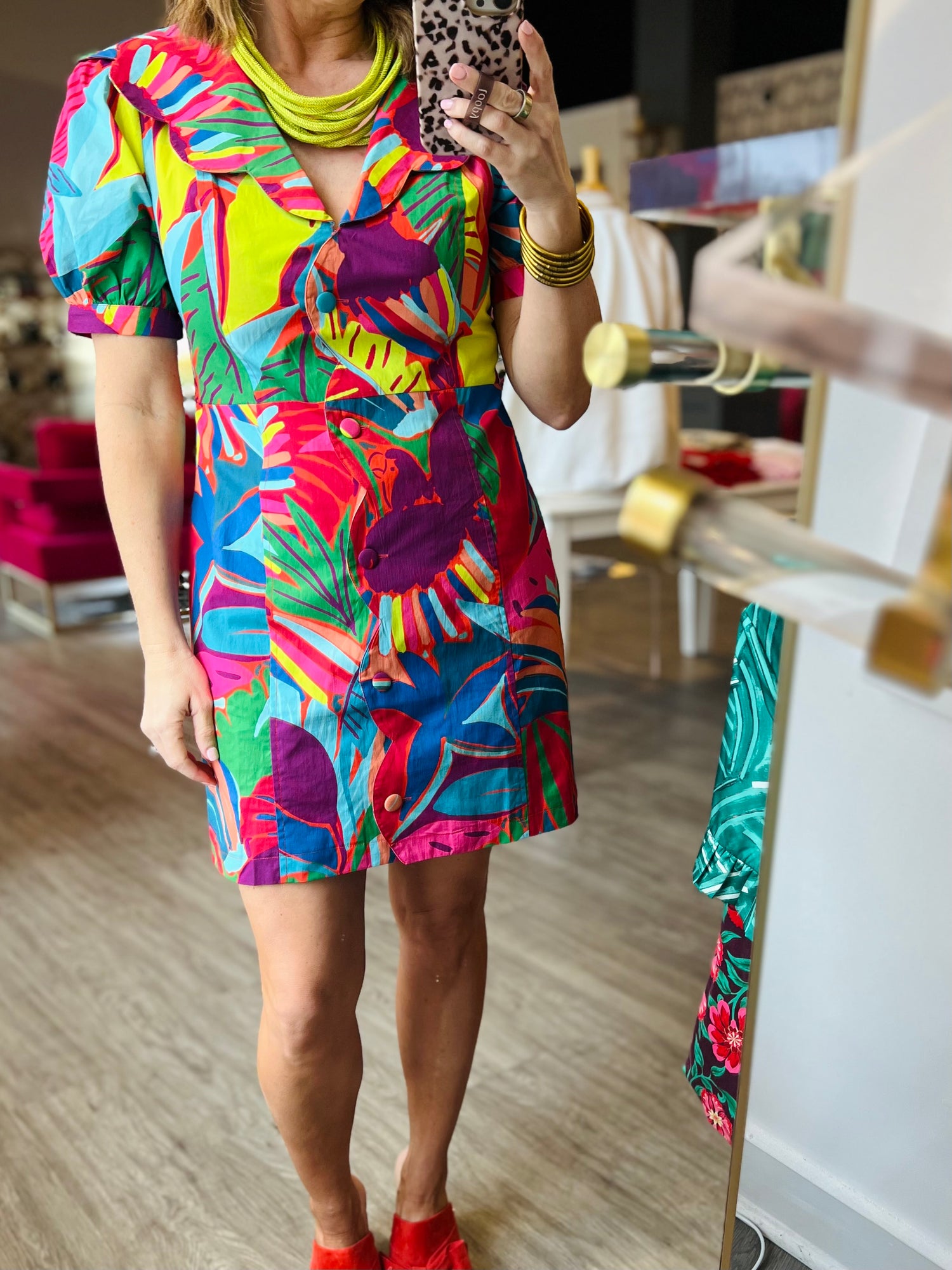 Birds of Paradise Scallop Dress