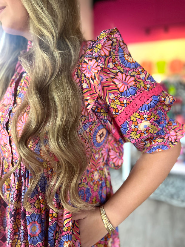 Kaleidoscope Eyelet Maxi Dress