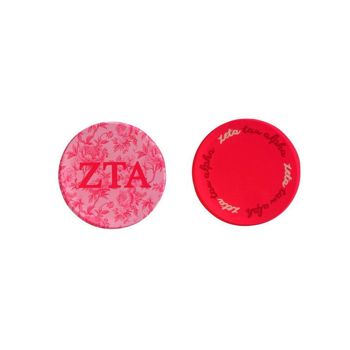 Sorority Reversible Sided Acrylic Floral Coaster: Zeta Tau Alpha