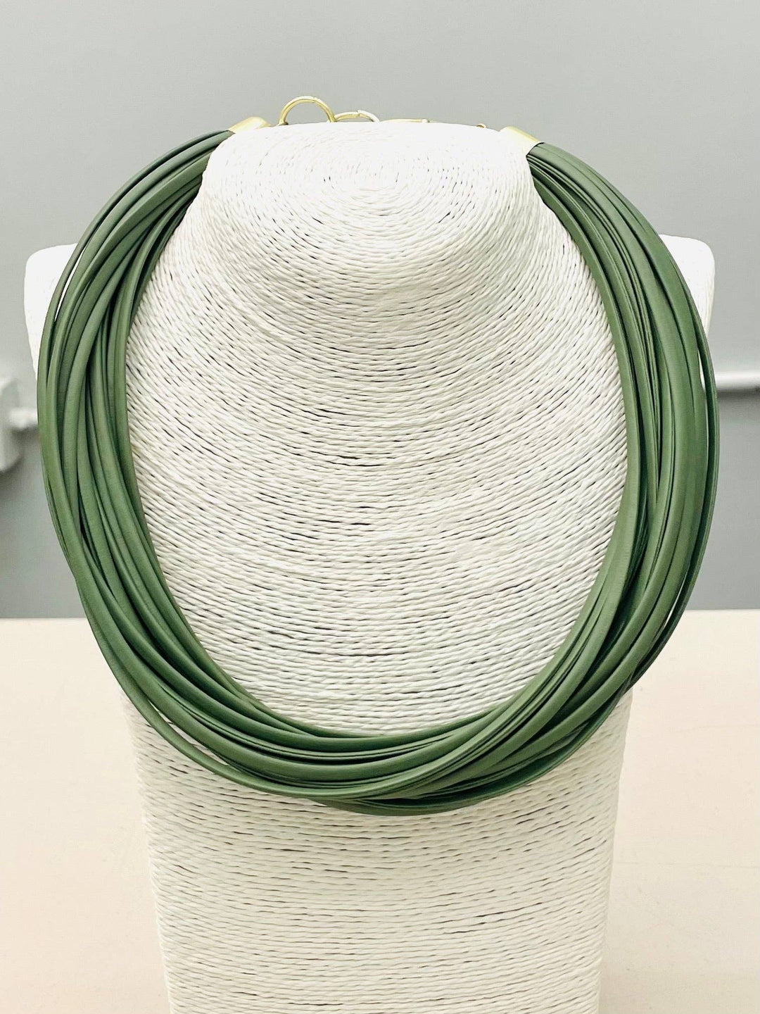 Leatherette Strand Necklace | Sage Green