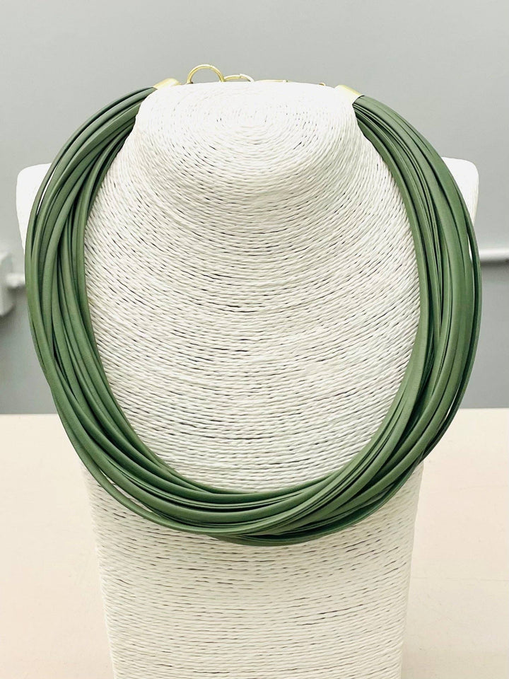 Leatherette Strand Necklace | Sage Green