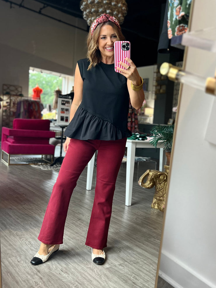 Asymmetrical Peplum Top | Black