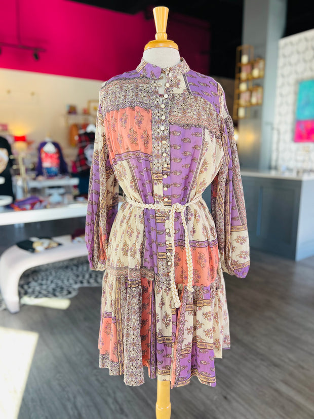 Boho Floral Braid Tie Dress