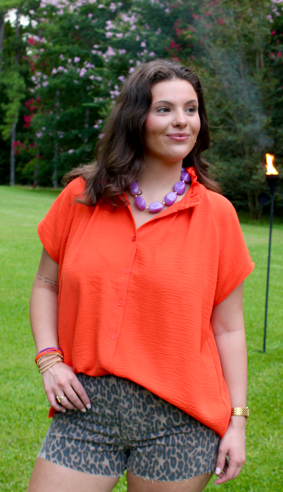 Catherine Button Down Blouse | Orange