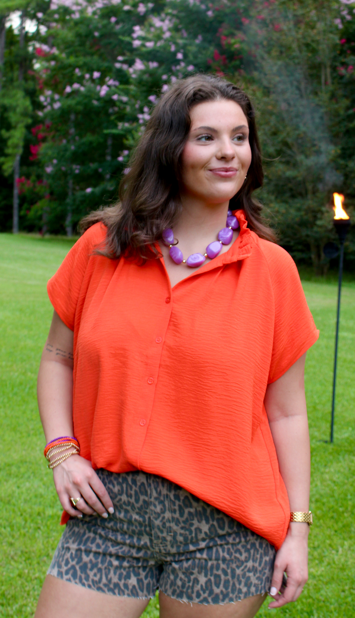 Catherine Button Down Blouse | Orange