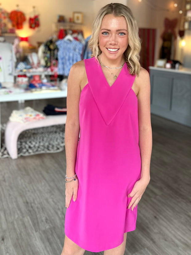 Danica V Neck Dress | Fuchsia
