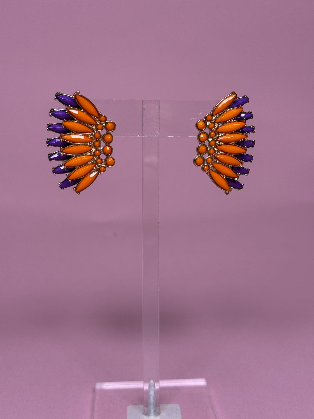 Glam Fan Earring | Orange + Purple