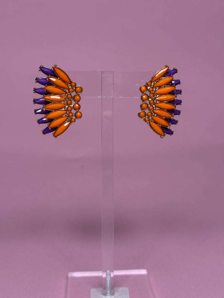 Glam Fan Earring | Orange + Purple