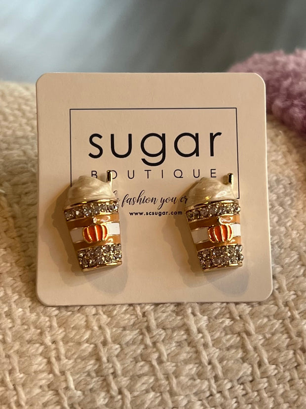 Pave Pumpkin Spice Latte Stud