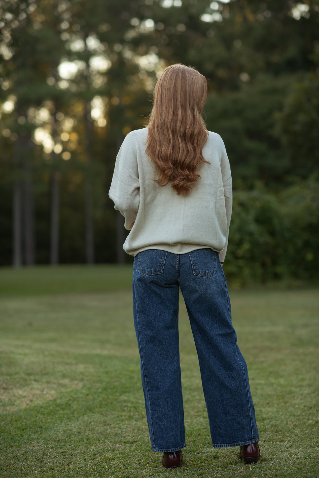High Rise Twist Seam Barrel Jean | Dark Denim