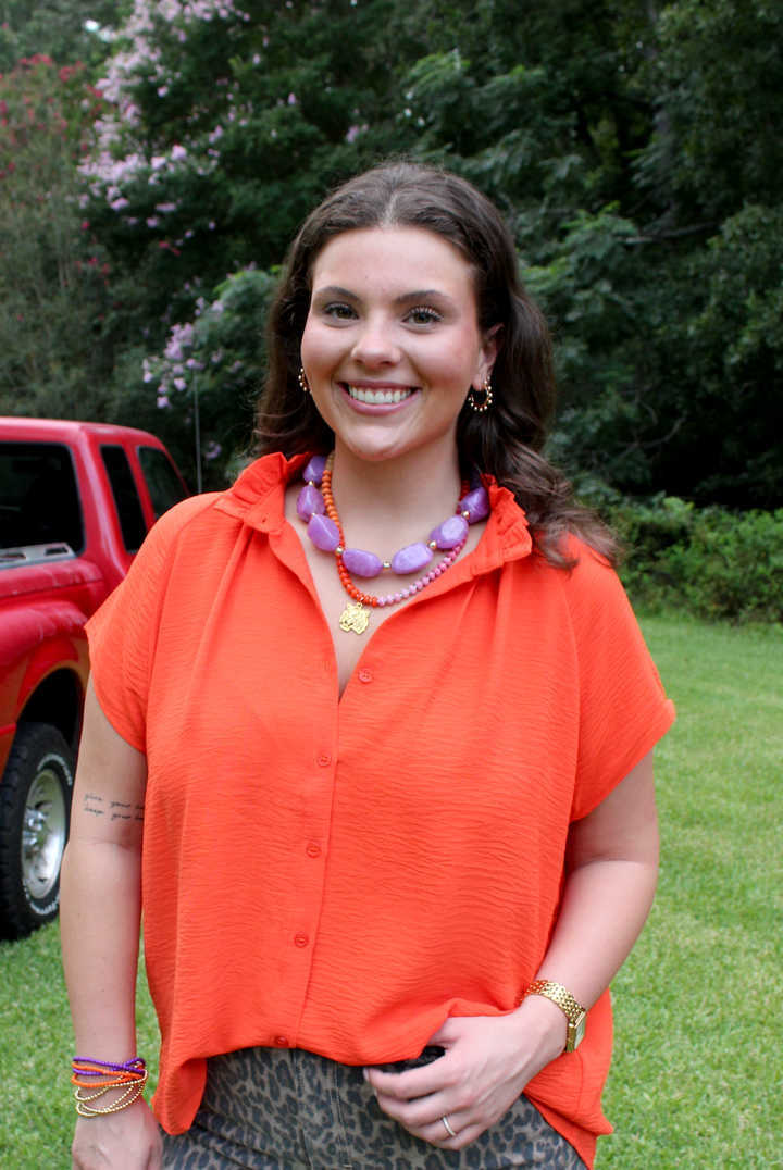 Catherine Button Down Blouse | Orange