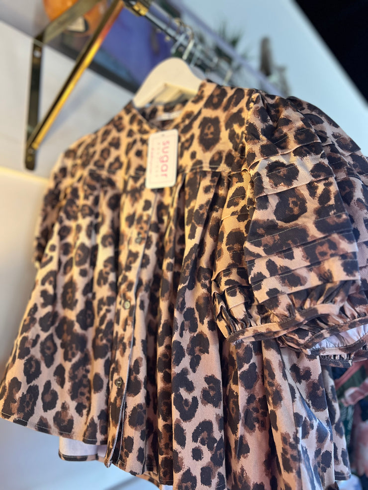 Lagos Denim Pleated Top