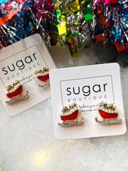 Santa's Sleigh Jeweled Stud