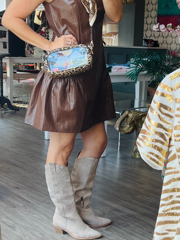Fort Worth Faux Leather Dress | Chocolate