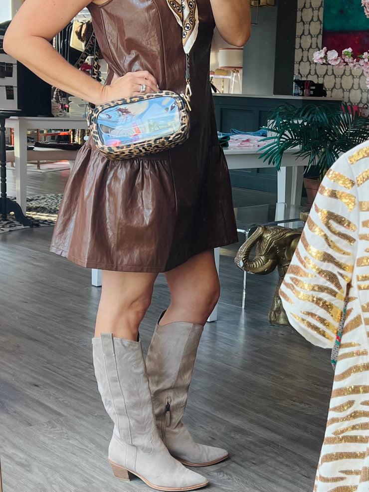 Fort Worth Faux Leather Dress | Chocolate