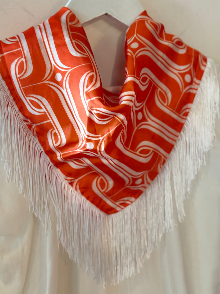 Tailgate Fringe Scarf | Orange &amp; White