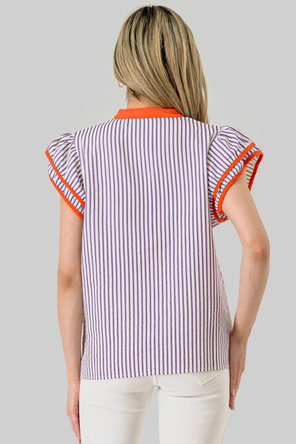 Campus Stripe Top | Orange &amp; Purple