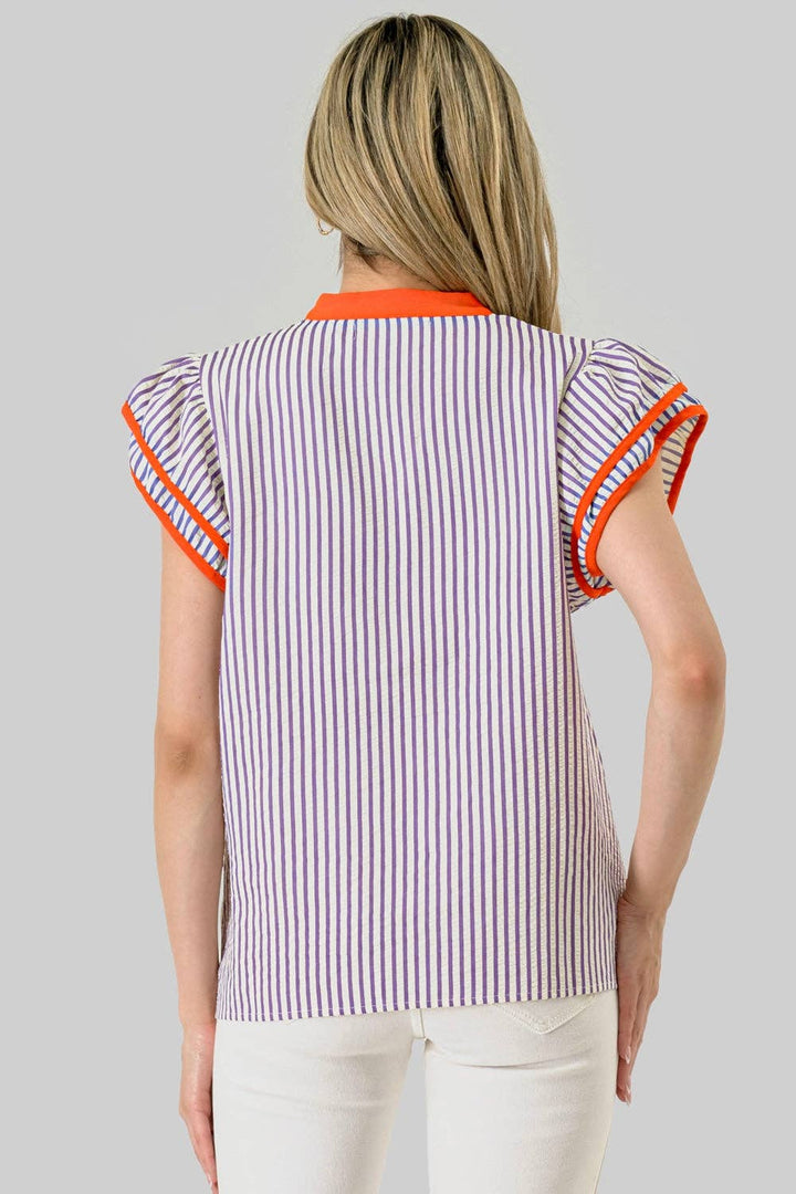 Campus Stripe Top | Orange &amp; Purple