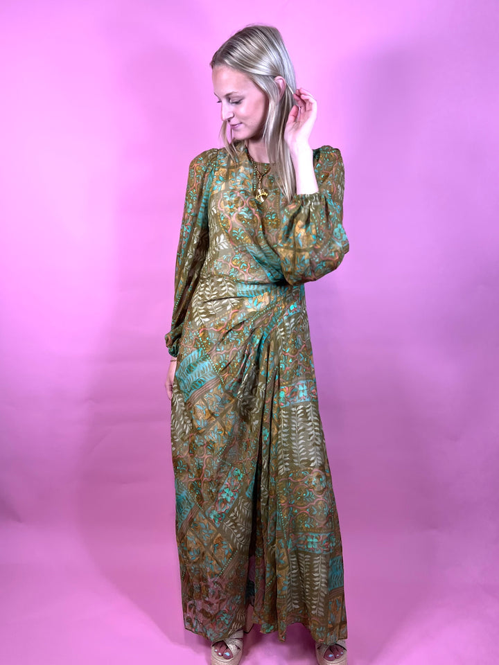 Olive Tapestry Maxi Dress