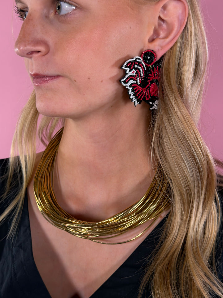 Beaded Gamecock Earrings