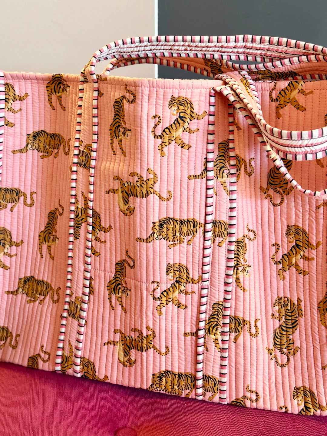 Quilted Block-Print Tote Bag | Goldie