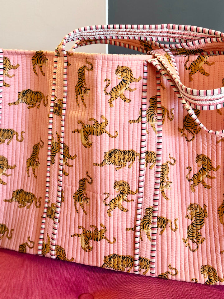 Quilted Block-Print Tote Bag | Goldie