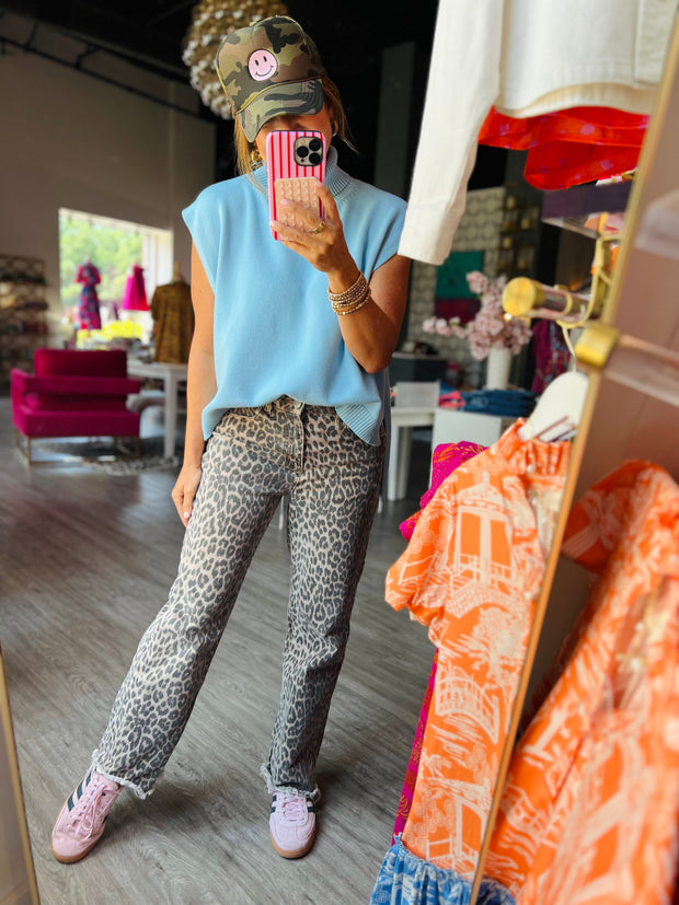 Selena  Hi Lo Sleeveless Sweater | Coastal Blue