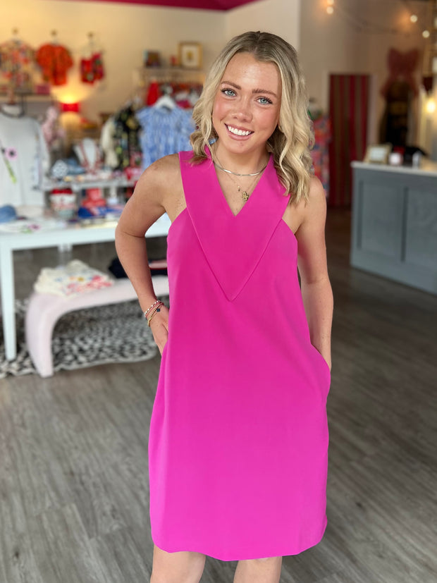 Danica V Neck Dress | Fuchsia