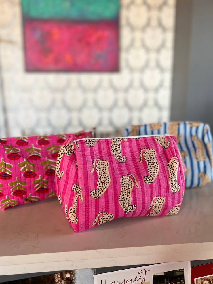 Quilted Cosmetic Bag | Pink Jaguar