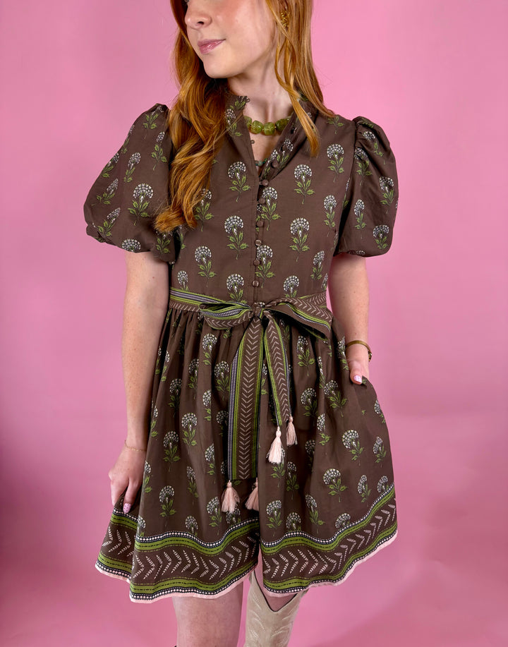 Mocha in Bloom Mini Dress