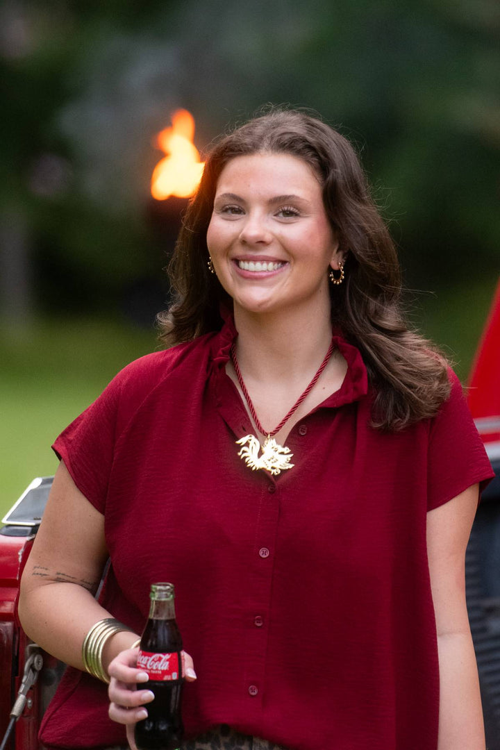 Catherine Button Down Blouse | Garnet