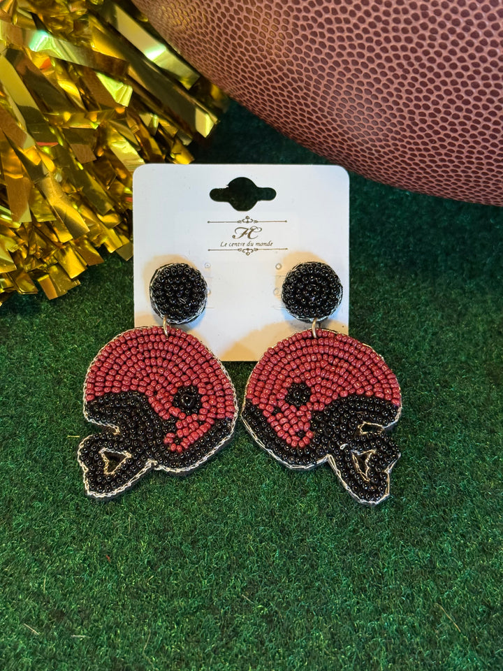 Stadium Style Earrings | Garnet + Black