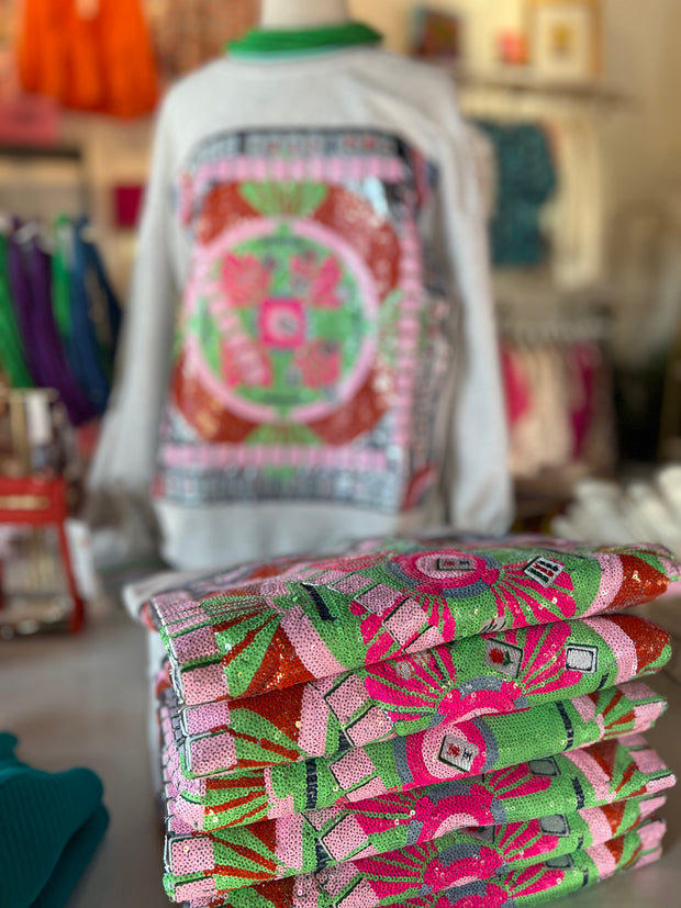 Grey Multi Mahjong Table Sweatshirt