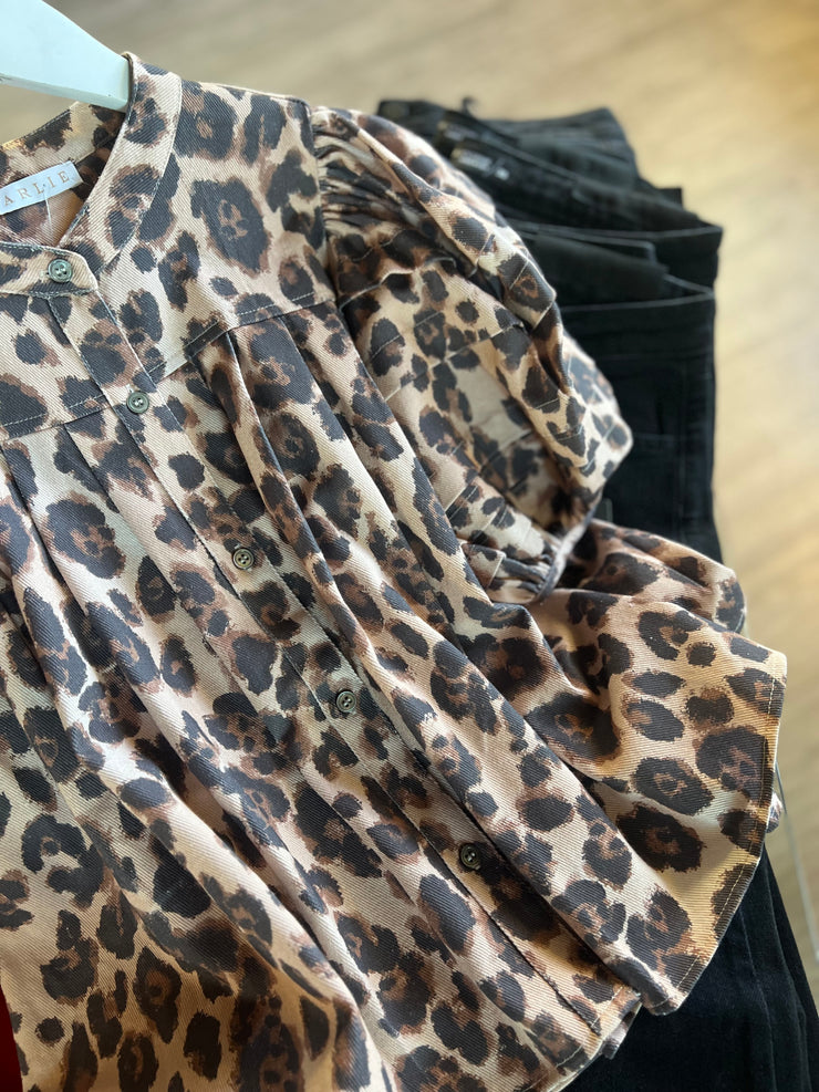 Lagos Denim Pleated Top