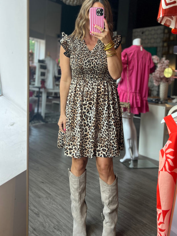 In The Wild Smocked Leopard Dress
