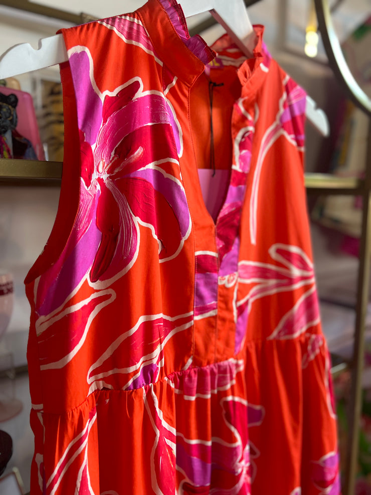 Tangerine Tango Floral Dress