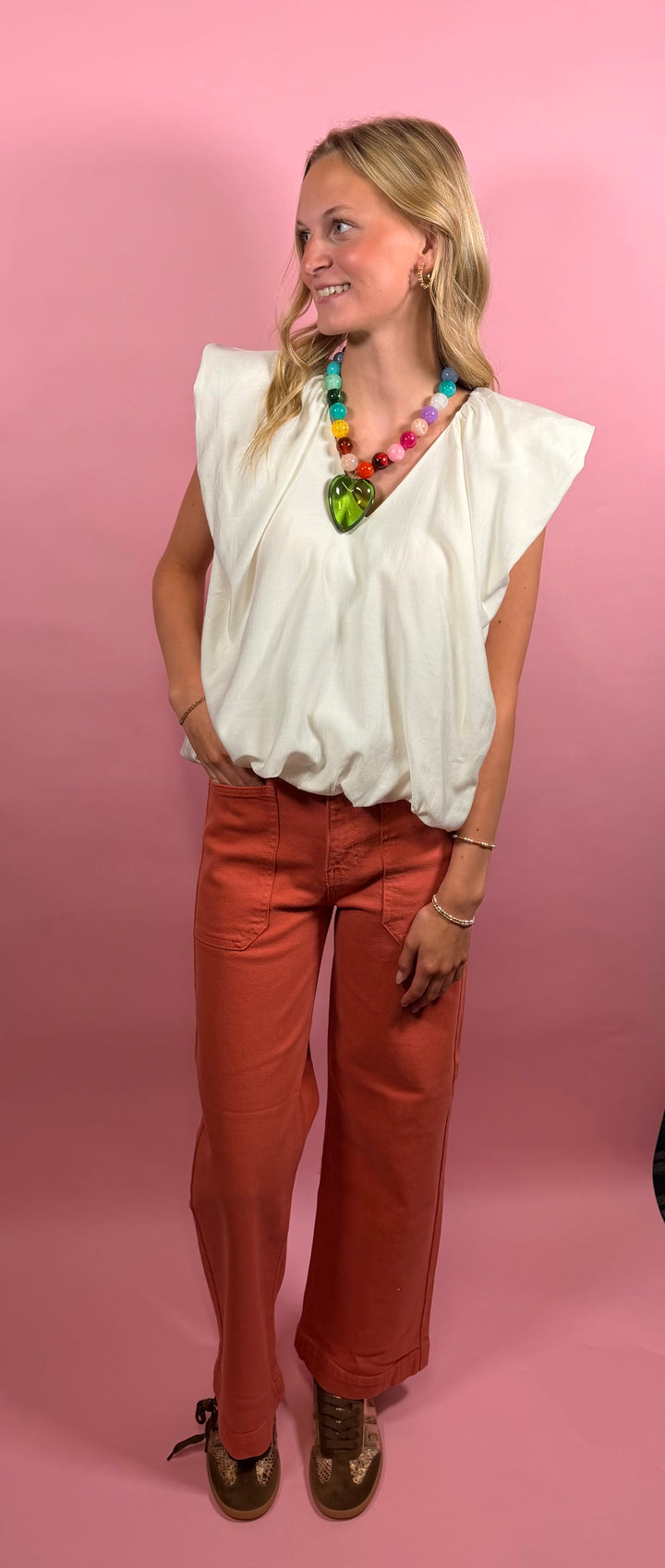 Pearl Bubble Top | White