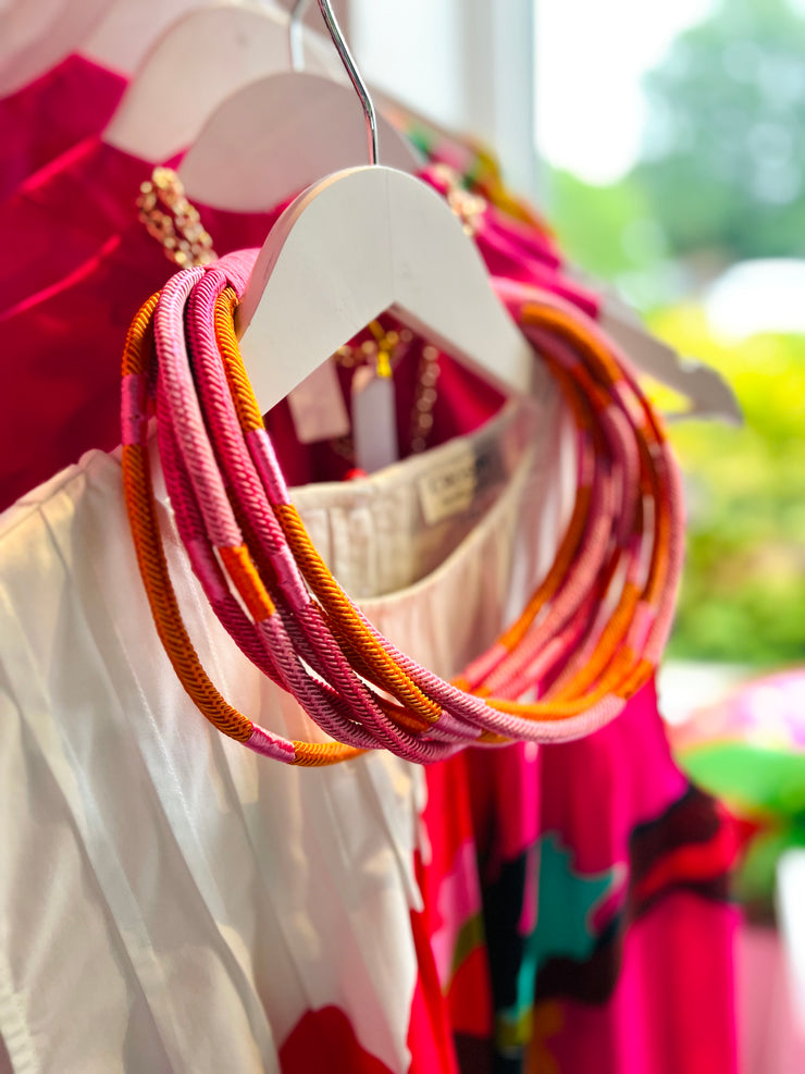 8 Strand Necklace | Pink Multi