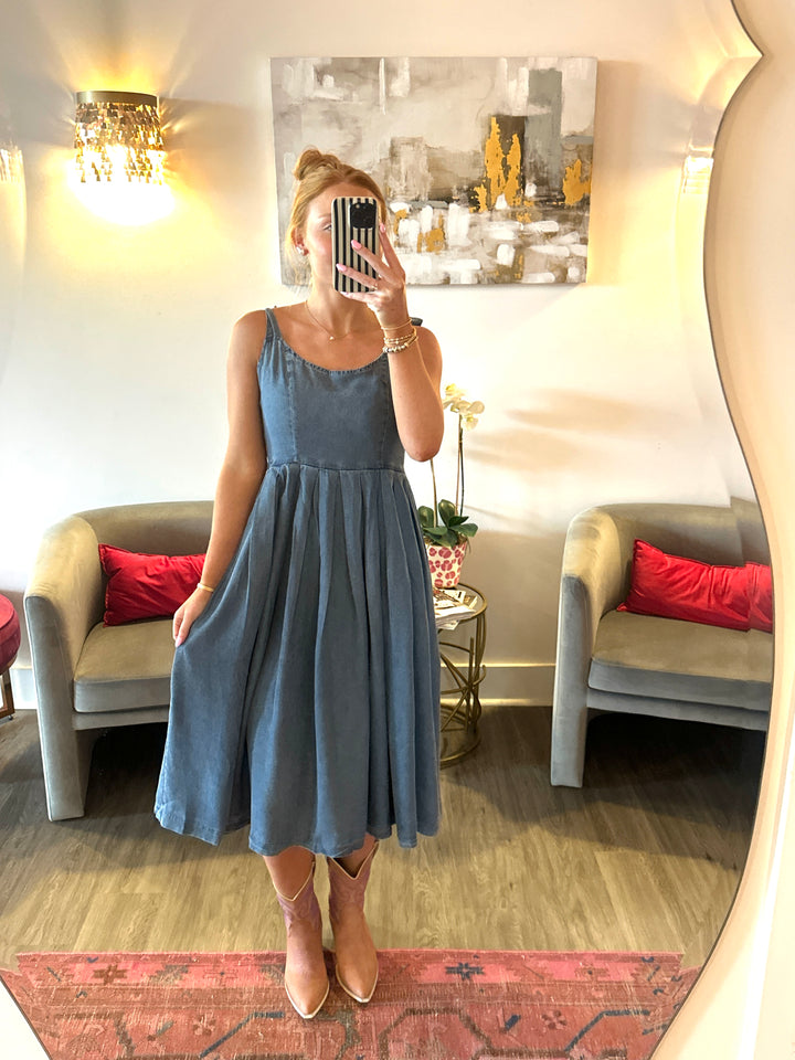 Yellowstone Tie Shoulder Denim Maxi - M