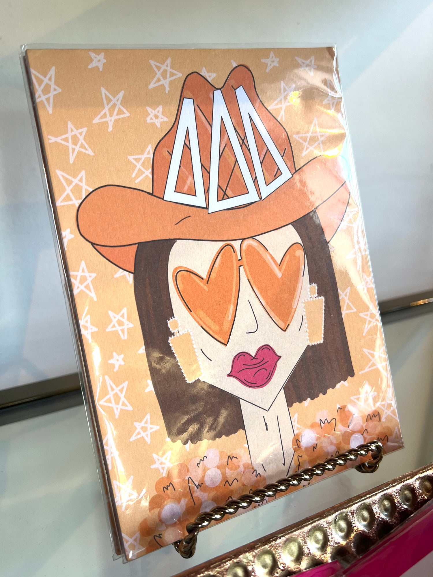 DELTA DELTA DELTA Orange Funky Cowgirl 5 x 7 Print