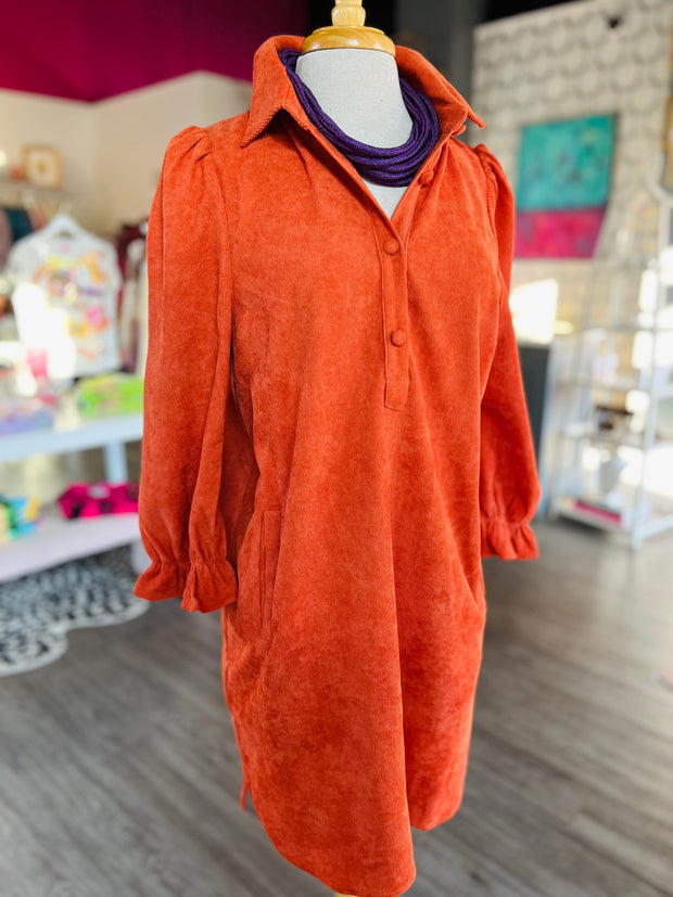 Denver Corduroy Dress | Burnt Orange