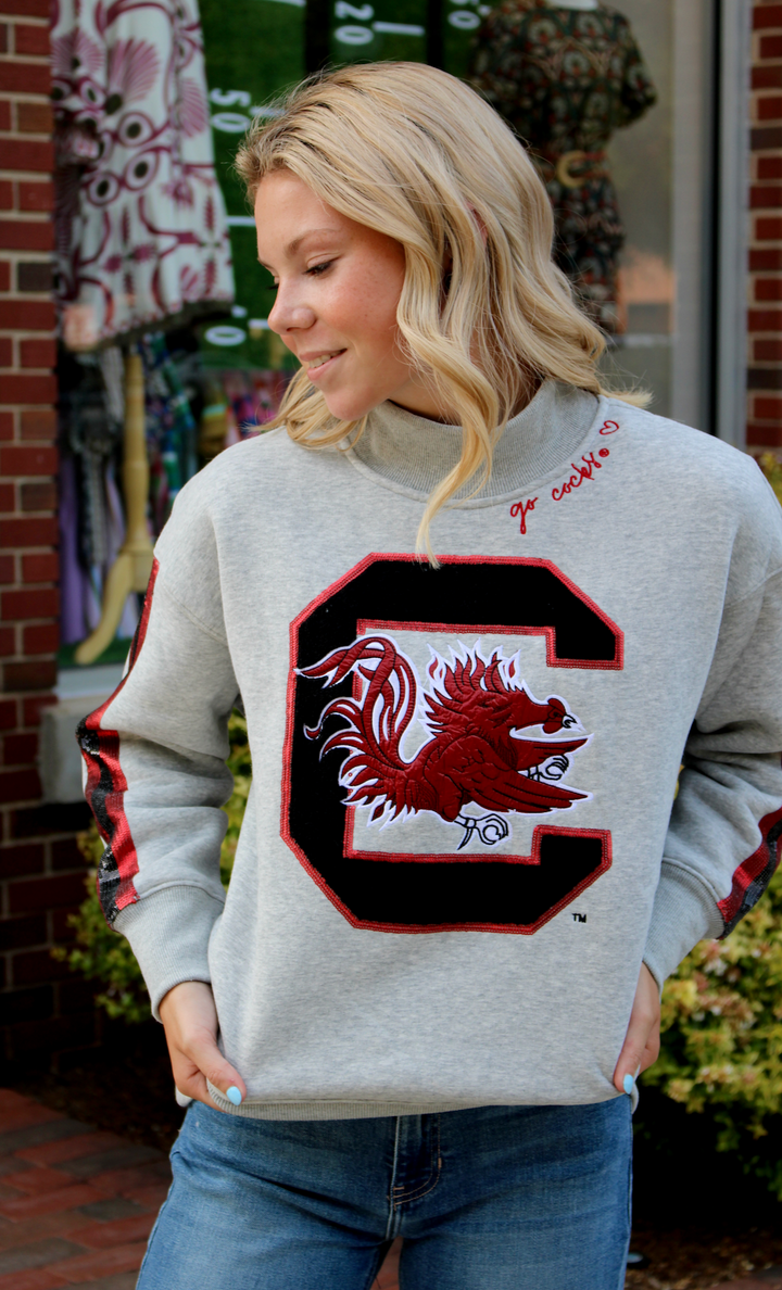 Mock Neck Sequin Stripe Sweatshirt | UofSC