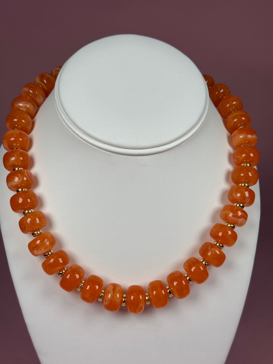 Mini Rondelle Beaded Necklace | Orange