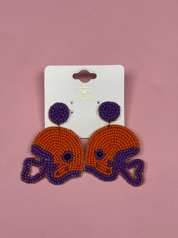 Stadium Style Earrings | Orange + Purple